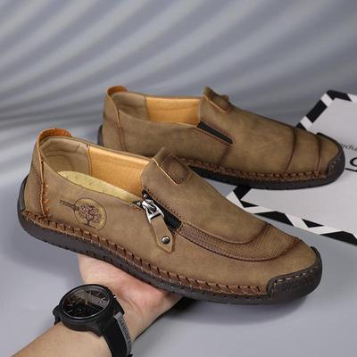 Zapatos de cuero divididos hechos a mano de gran tamaño, mocasines para hombres, zapatos de conducción casuales cómodos, mocasines, zapatos para hombre