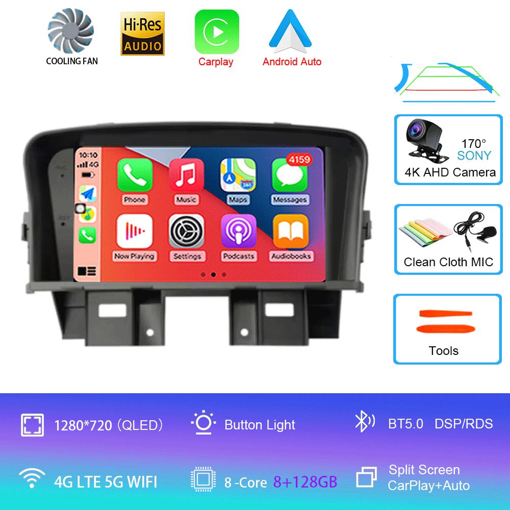Car Radio Android 14 For Chevrolet Cruze J300 2008-2014 Multimedia Video Player QLED GPS Navigation Built-in Carplay BT RDS DSP