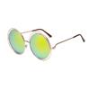 New Metal Double-ring Sunglasses Color Film Reflective HD Sunglasses for Men and Women Sunglasses Fashion Sunglasses.