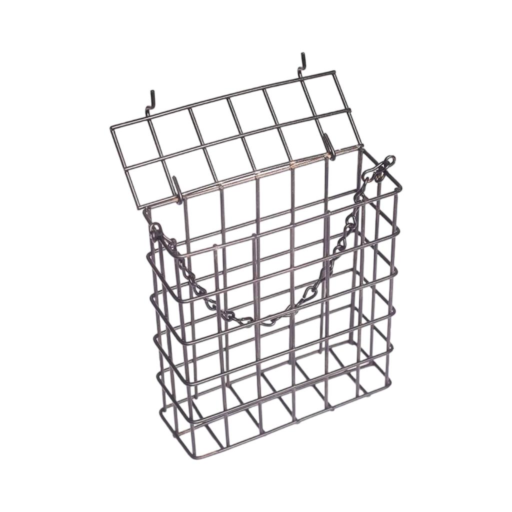 Outdoor Hanging Square Chain Bird Feeder, Wire Mesh Bread & Fruit Feeder, and Small Bird Food Dispenser