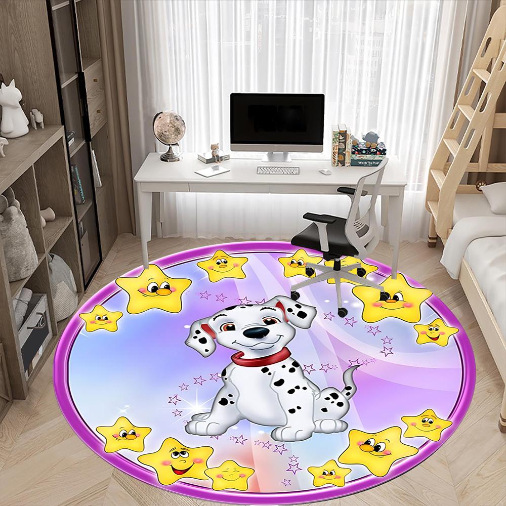 1pc Dalmatian, Starry Night Carpet for Office Non-Slip, Round Carpet, Soft & Comfortable, Carpet for Office, Lightweight Round Floor Mat