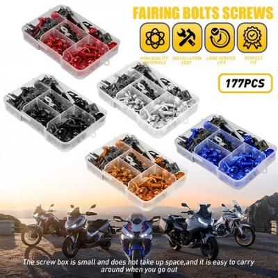 177/195PC Black Motorcycle Complete Fairing Bolt Screws Kit For Kawasaki Honda