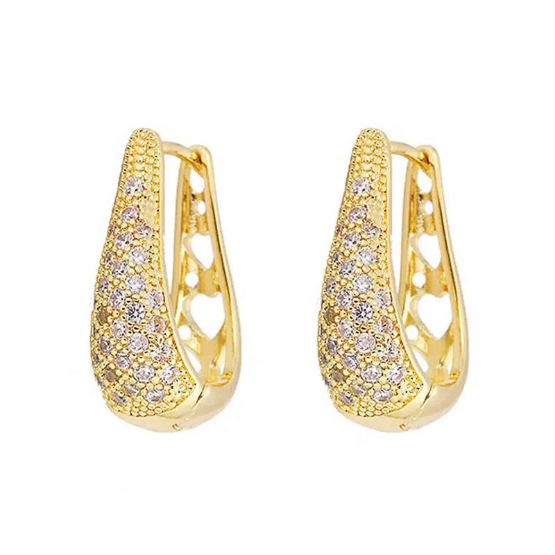 Exquisite Fashion Micro Shop Zircon U-Shaped Earrings Girl Wedding Valentine'S Day Gift Jewelry Pendant Wholesale