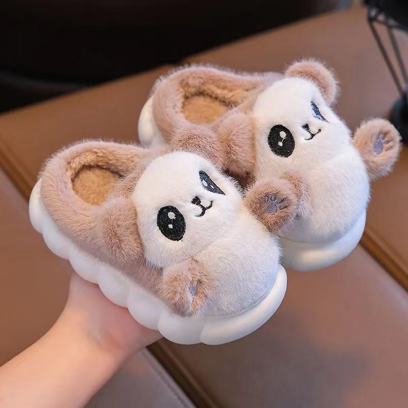 New Cute Children's Cartoon Panda Winter Slippers Comfortable Warm Cotton Shoes Boys Girls Indoor Home Fluffy Slippers