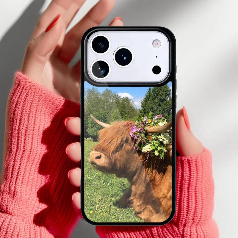 Hochlandrinder Handyhülle für iPhone 17 16 15 14 13 Pro Max Rückabdeckung für 12 11 Pro Hülle