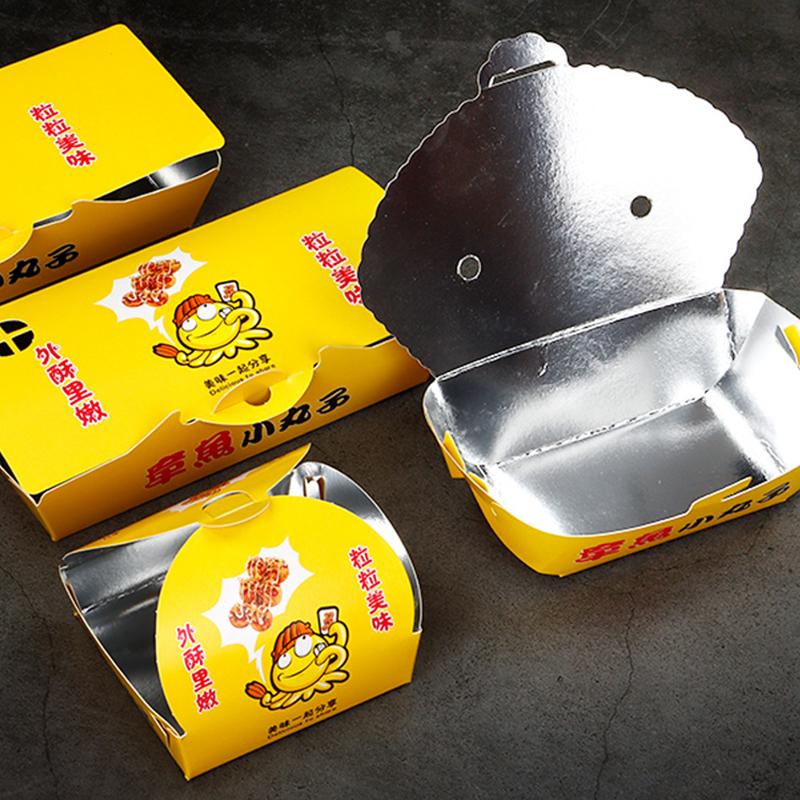 100Pcs Aluminum Film Disposable Octopus Ball Packaging Box Heat Preservation Japanese Street Food Takoyaki Takeaway Snack Pack