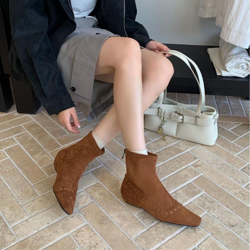 Y Koreanischer Wildleder Kurzschaft Dünne Stiefel Damen 2025 Herbst Neu Temperament Vielseitige Ritter Stiefeletten