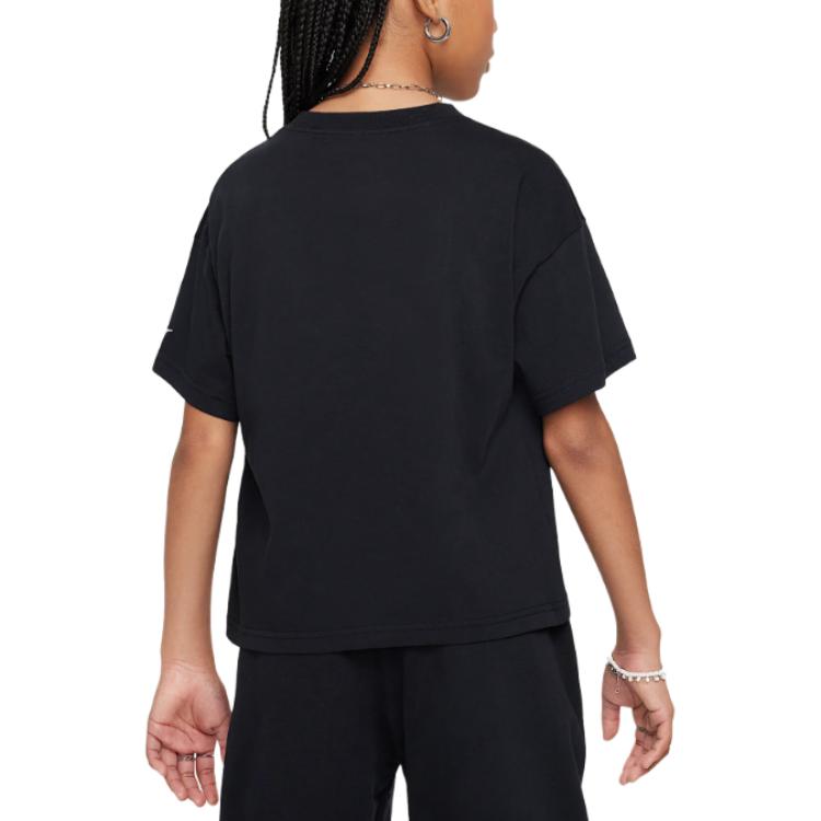 Nike Sportswear T-Shirt Comfortable Soft Casual Versatile Short Sleeve Kids Tops Black HM6303-010