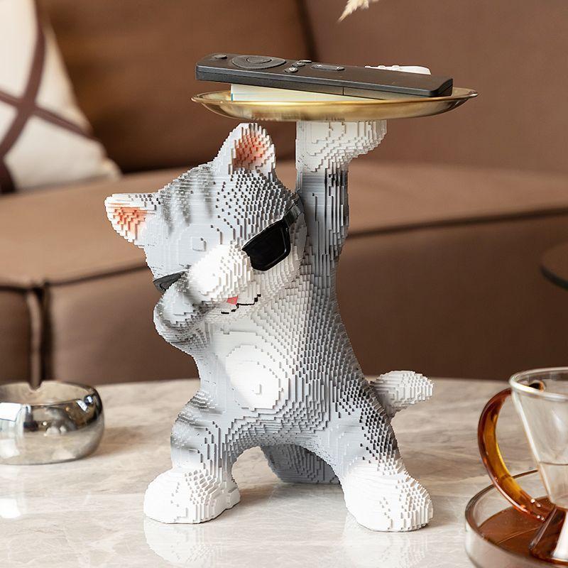 

Пиксельное украшение для подноса с изображением кошки, свет знаменитостей в Интернете, роскошное высококачественное украшение для гостиной, спальни, свадебный подарок