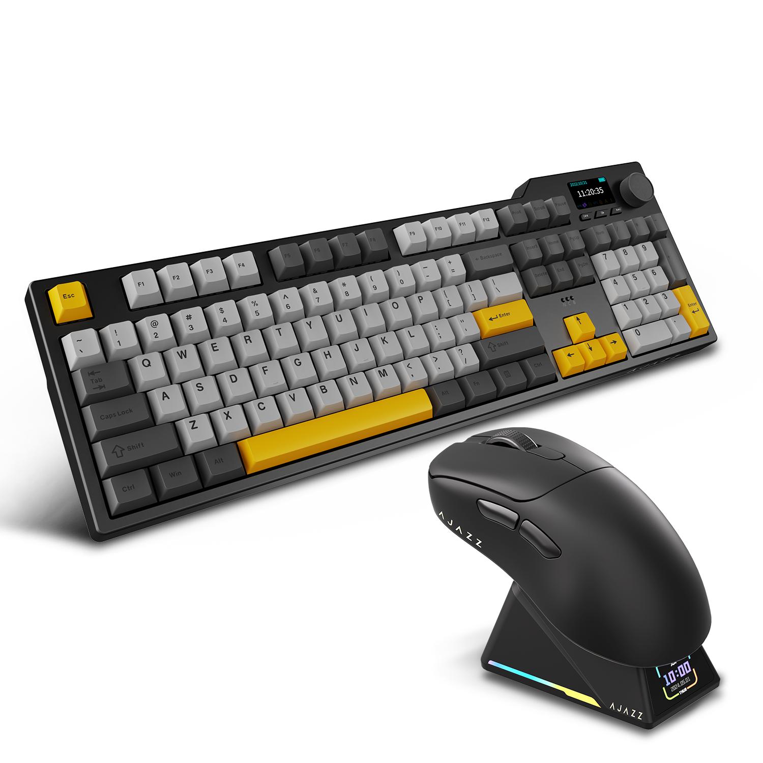 

AJAZZ AK35I V3 MAX Gaming Keyboard + AJ179APEX Gaming Mouse Wireless Bluetooth Keyboard with Screen 2.4G Receiver PAW3950 Sensor For Gaming Office Avocado Switch чорний