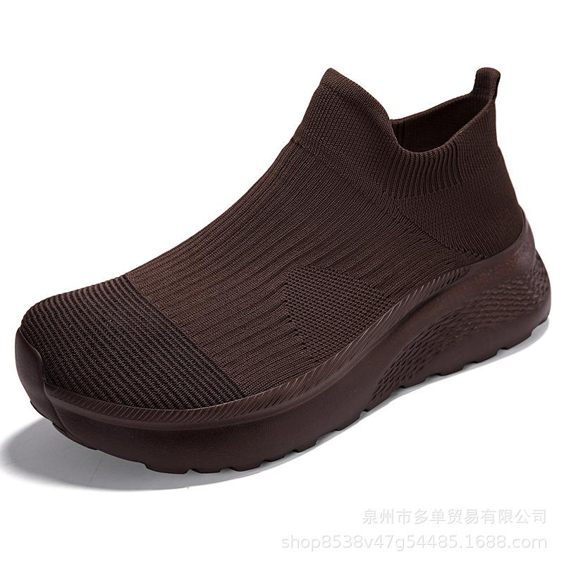 Flash wear lace-free lazy casual shoes outdoor non-slip wear-resistant fly-woven mesh socks shoes