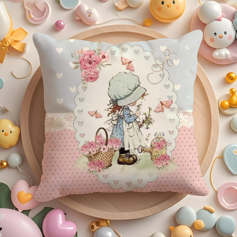 Cute Sarah Kay Girl Cushion Cover Short Plush Double-Sided Printing Home Machine Washable In Warm Winter Pillow Cover
