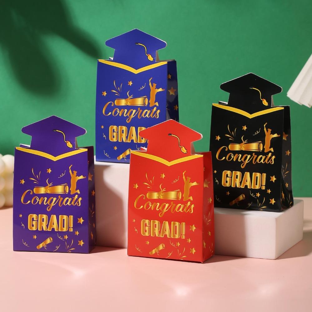 20pcs Paper Material Doctoral Cap Box Celebration Candy Gift Bag Favor Packaging Box  Graduation