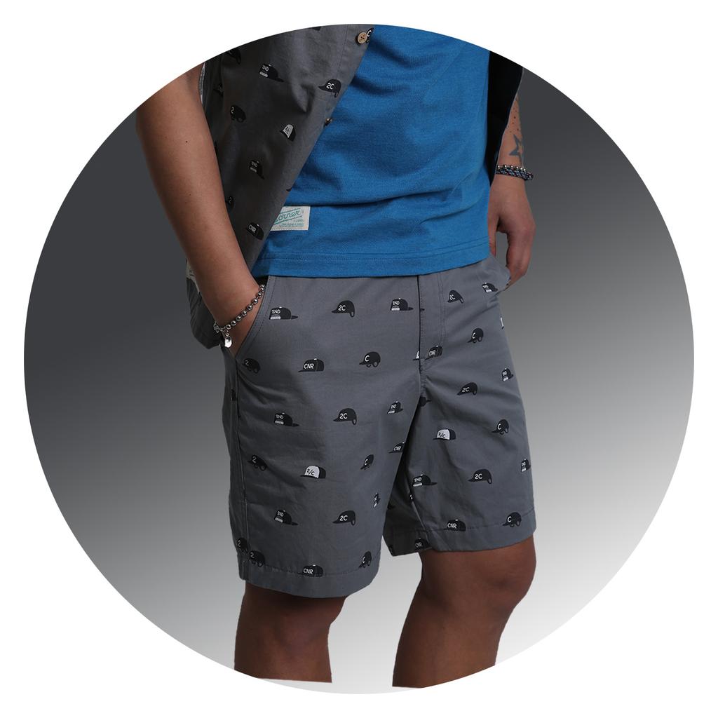 SECOND CORNER 2C Men'S Graphic Camper Street Shorts + Pouch. Kinder