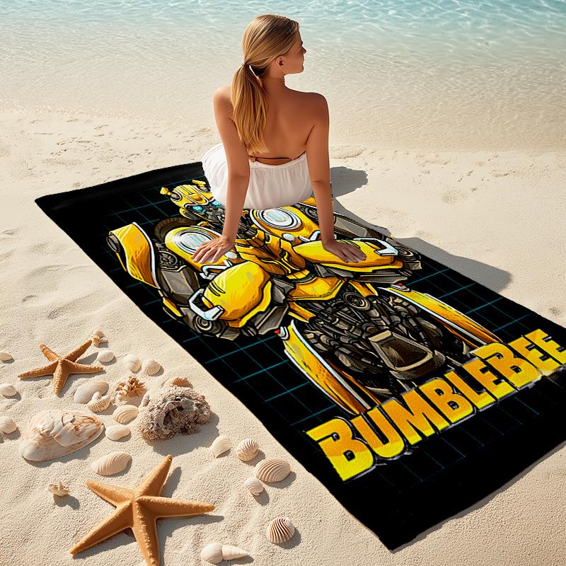 Beach Towel with Bumblebee and Optimus Prime3 Pattern - soft,absorbent,machine washable Lightweight&Modern,swimming,Travel Essentials