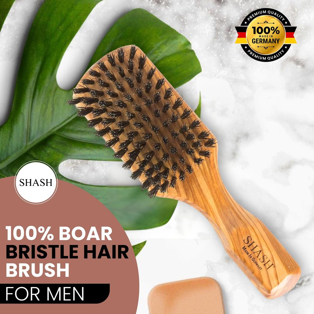 Handmade In Germany Since 1869 Hairbrush Natural Wood and Boar Bristle Hairbrush for Men with Fine To Medium Men's - 100% Hair.