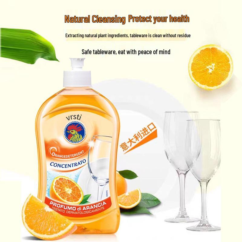 Large Rooster Dish Soap with Natural Plant Ingredients - Fresh Orange Scent, Concentrated Formula