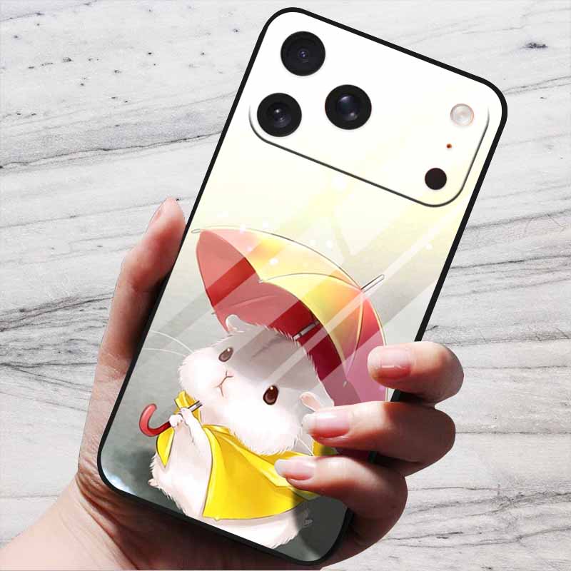 Cute Case For iPhone 17 Pro Plus Capa 17 Pro Max Bumper Luxury Tempered Glass Hard Back Cover iPhone17 Air Funda Animal Patterns