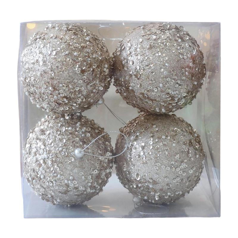 

Sparkling Coated Holiday Ornament Pearls and Sequins Ball Christmas Home Decoration For Indoors Outdoor Christmas Decors шампанського/золотий