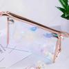 Borsa Trasparente Impermeabile in PVC per Cosmetici, Necessaire, Organizer per Trucco, Colore Laser, Cerniera, Lavabile, Beauty Case