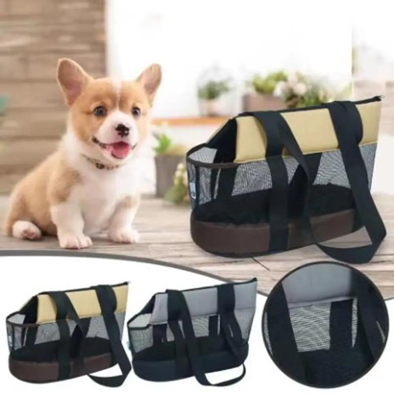 Skládací taška pro domácí mazlíčky se síťovinou - Lehká přenosná taška přes rameno pro malé psy a kočky Prodyšná kabelka pro venkovní cestování na jaře a v létě