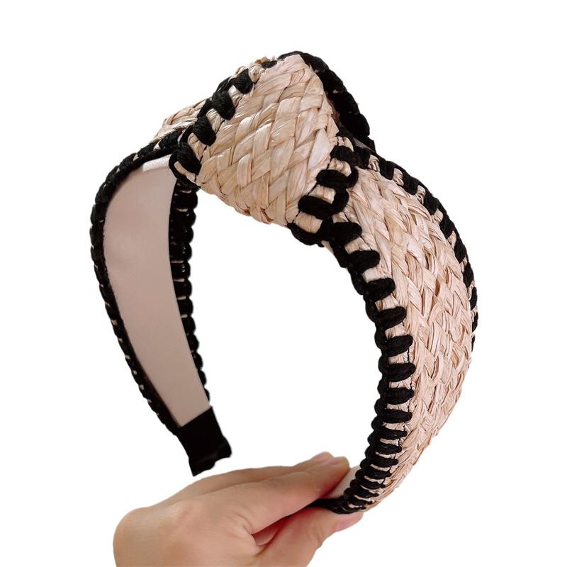 Popular Raffia Knotted Headband Women Ladies Casual Shopping Headpiece Wide Female Hairbands