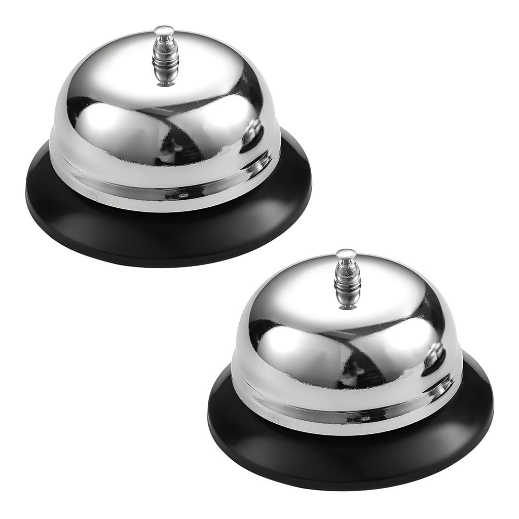 ENN LLC Stainless Steel Desk Bells, 8cm, Silver, for Reception Counters, Set of 2