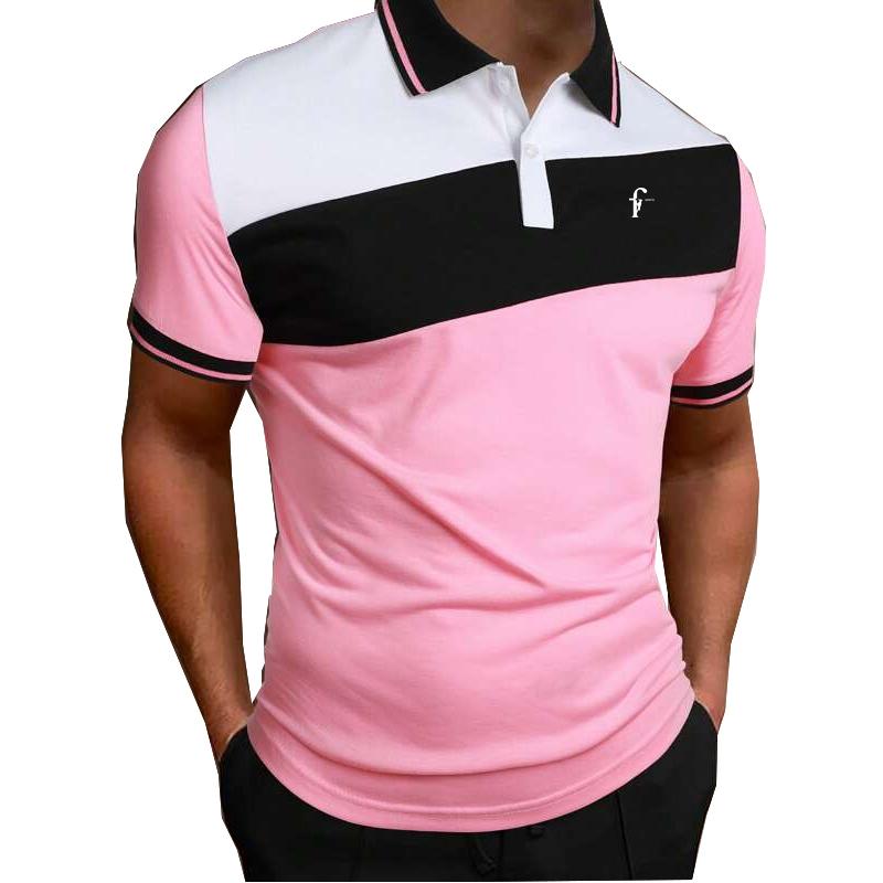 Men's Solid Colour Printed Slim Fit Short Sleeve Polo Shirt,Men's Cool Button Fashion Polo Summer Shirt