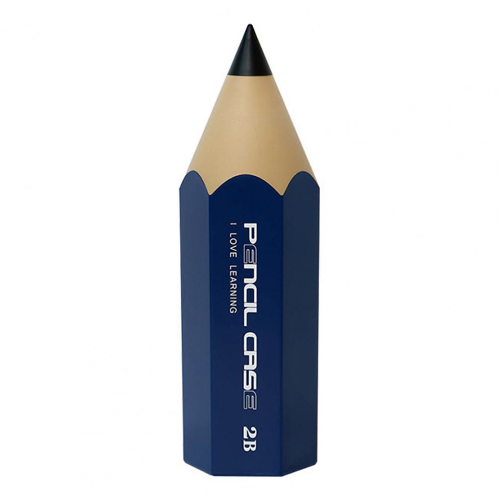 Pencil Shaped Storage Box Student Creative Pen Holder Desktop with Cover Dust-proof Stationery Pen Holder Makeup Brush Holder