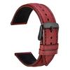 WOCCI 18mm Italian Leather Watch Strap, Matte Wine Red with Black Buckle