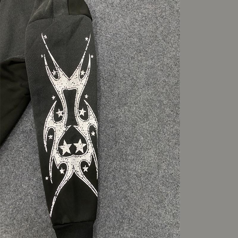 Europäischer und amerikanischer Y2K Retro bedruckter Street Hip-Hop Reißverschluss-Hoodie