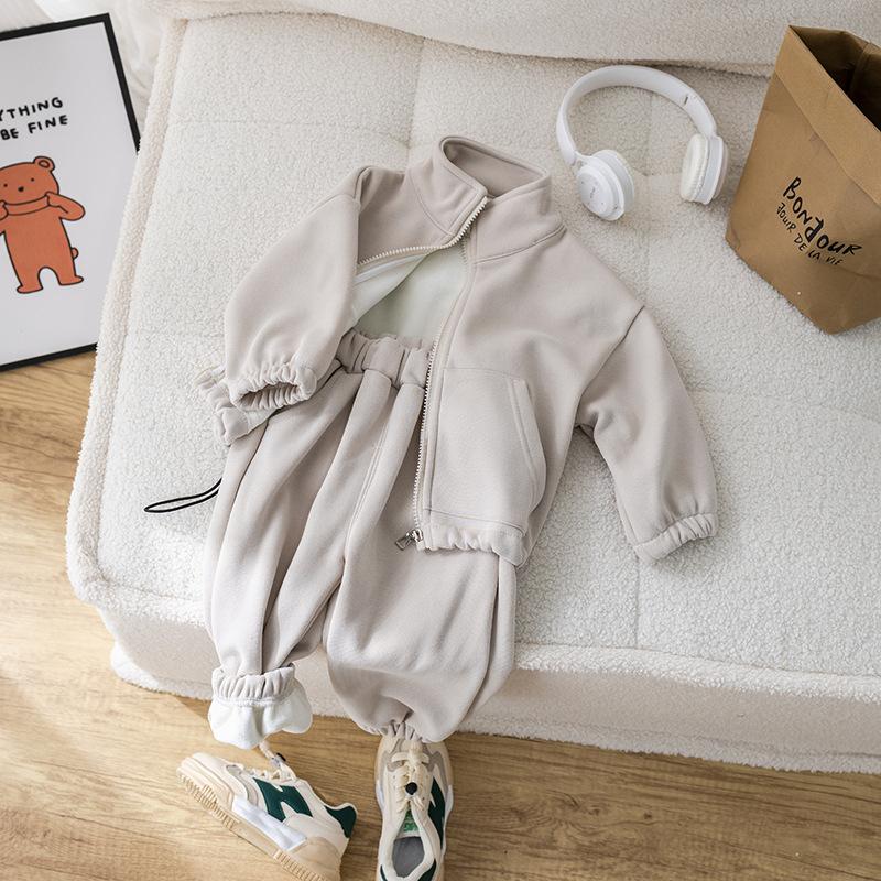 Children's Baby Sets Winter Fleece Casual Child Sets Sport Suit Girls Boys Coat Pants