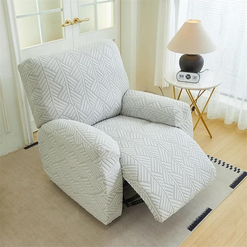 

Premium 1/2Seater Solid Color Jacquard Recliner Sofa Cover Split Reclining Armchair Slipcover Elastic Single Couch Covers Home Decor 1 Seater