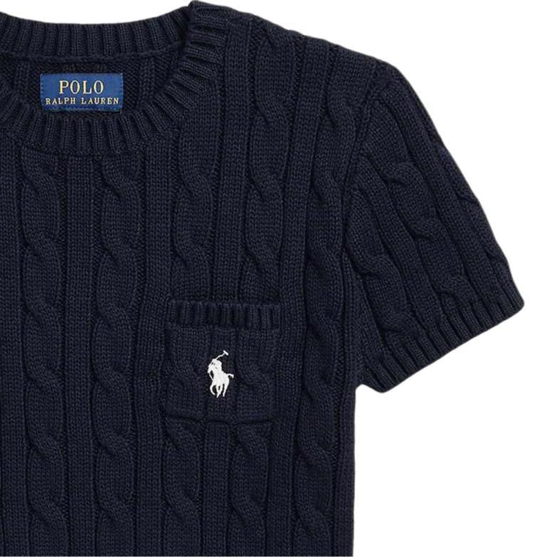 Polo Ralph Lauren Sweater FW24 Cable Knit Cotton Short Sleeve Kids Tops Dark-Blue CWPOSWEG6820542-410
