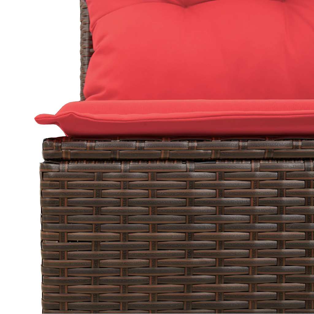 7 Piece Garden Sofa Set with Cushions Brown Poly Rattan