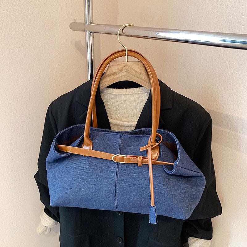 Casual Denim Underarm Bag Women's 2025 New Fashion Portable Tote Bag Large-capacity Commuter Shoulder Bag