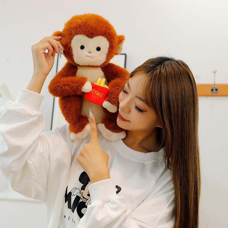 Cute Jiji Monkey Plush Toy Cute Eat Chips Monkey Doll Doll Grab Machine Doll Gift Exchange