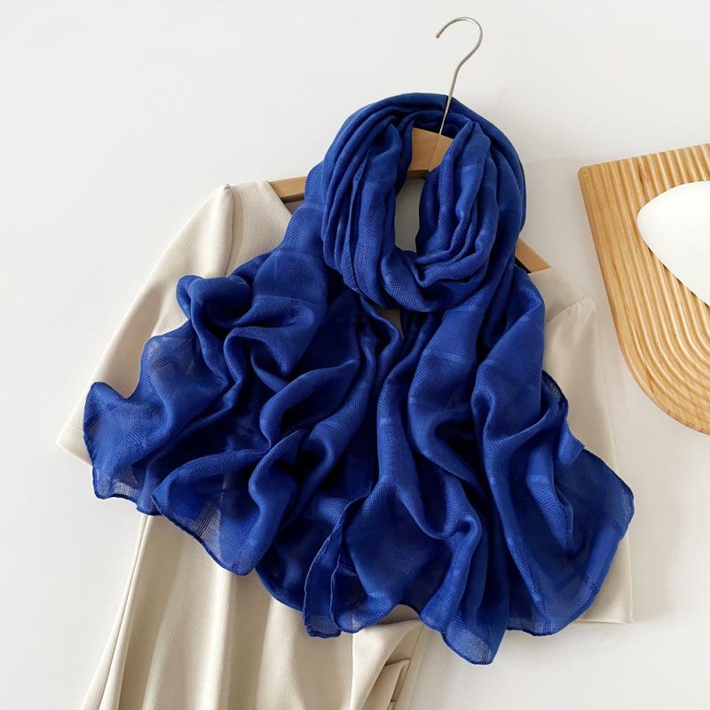 Solid Color Scarf for Women  European and American Headscarf  Spring and Summer Black Medium-length Scarf  Long Shawl