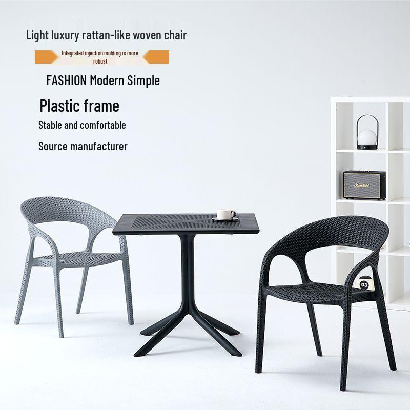 Modern Rattan-Style Stackable Outdoor Chair for Home, Balcony, or Courtyard Use