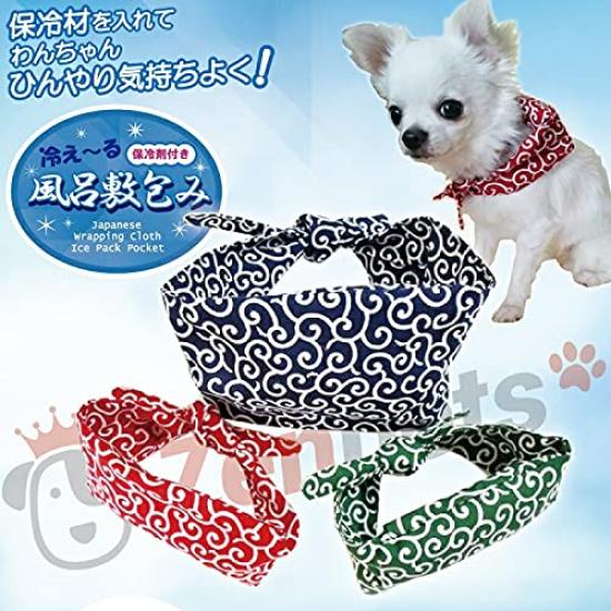 Zenpets Handana Dog Neck Cooler with Arabesque Includes Ice Made In Size L Pattern, Packs, Japan, (Red)