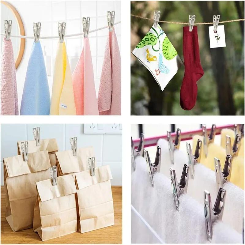 Stainless Steel Clothes Pegs Non-slip Drying Flat Clip Multipurpose Clothes Snacks Bags Sealing Storage Clamps Home Organizer
