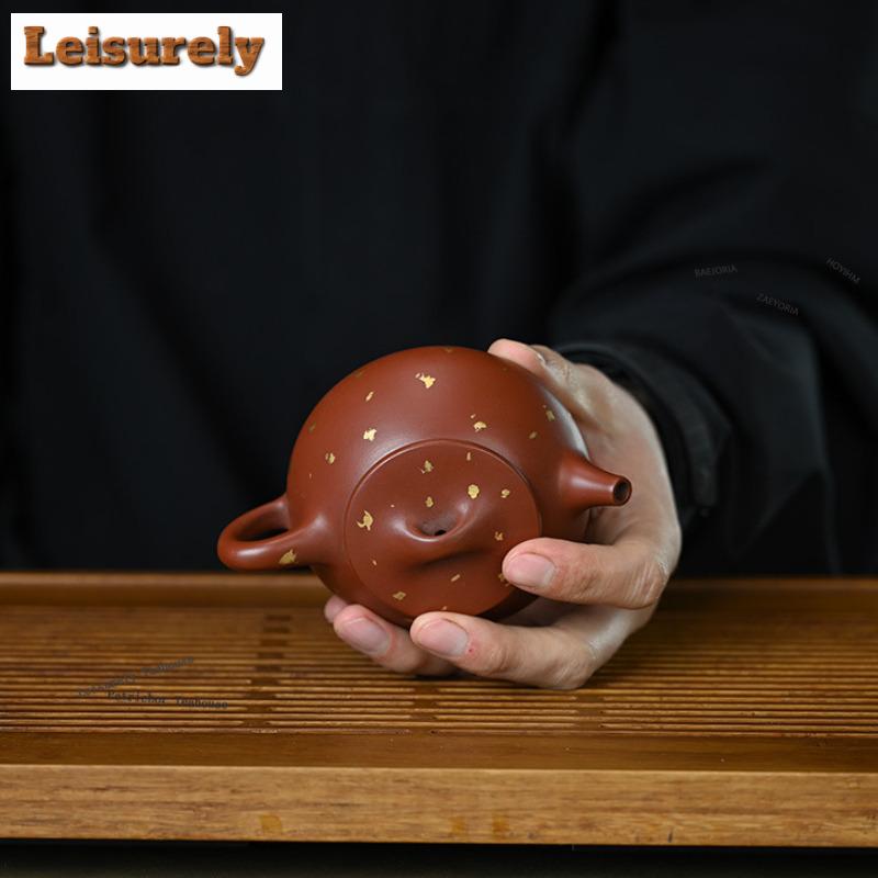 111ml Luxury Yixing Purple Clay Teapots Handmade Stone Scoop Pot Raw Ore Zhu Mud Kettle With Infuser Chinese Zisha Tea Set Gifts