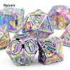 7 Pcs Colorful Double Swords Metal Dice Solid Polyhedral Dice Set Suitable for Role-Playing RPG  DND Pathfinder Board Game