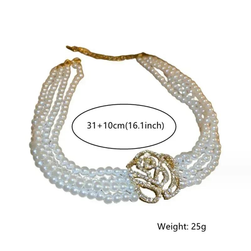 Elegant Multilayer Zircon Choker Necklaces for Women Crystal Flowers Necklaces Weddings Party Zircon