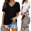 Womens Short Sleeve V Neck Tops with Side Shirring Blouse T-Shirt