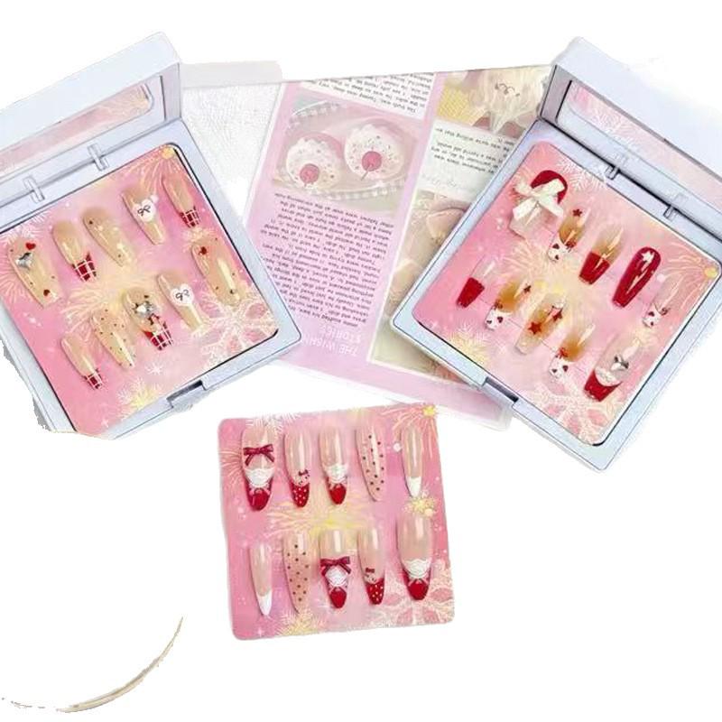 Exquisite Cartoon KT Cat Press-On Nails for Students - Cute Nail Art Set