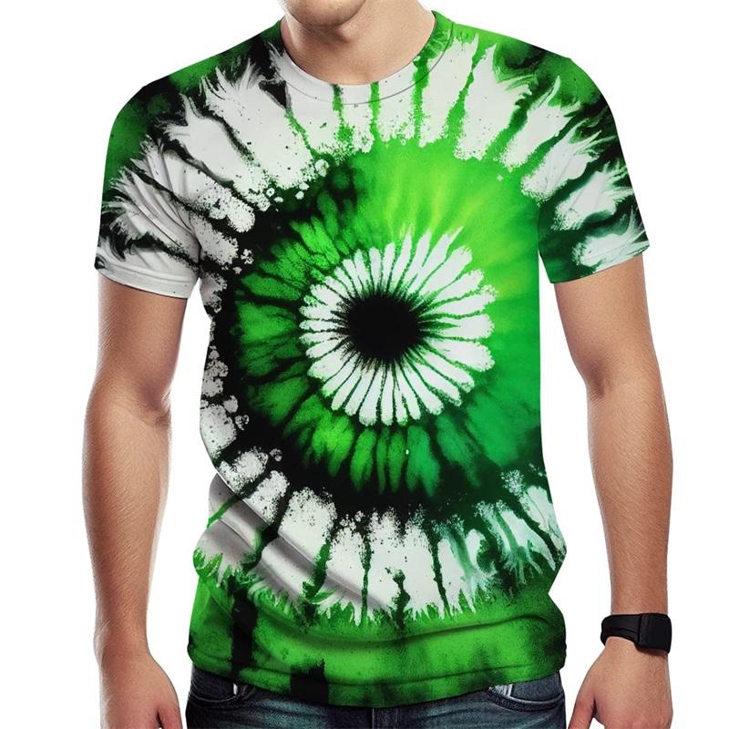 Men's Novel Tie Dye Style Spiral Stripe 3D Printed Oversized Short Sleeved T-shirt