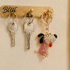 Lightweight Key Chain Rhinestone Dog Keychain Backpack Purse Bag Charm with Lobster Zinc Alloy Holder Clasp Golden Plated Puppy Keyring Decorative