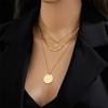 Gold Layered Paperclip Chain Necklace with Disc Pendants for Women