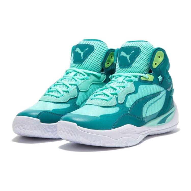 Puma Playmaker Pro Mid Trendy Shock Absorbing Durable High Top Basketball Shoes Men Sneakers Mint-Green 377902-03